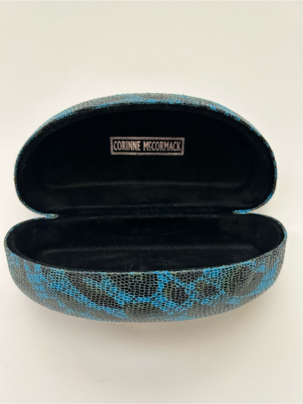 Corinne McCormack Blue & Black Snakeskin/Leopard Print Eyewear Case